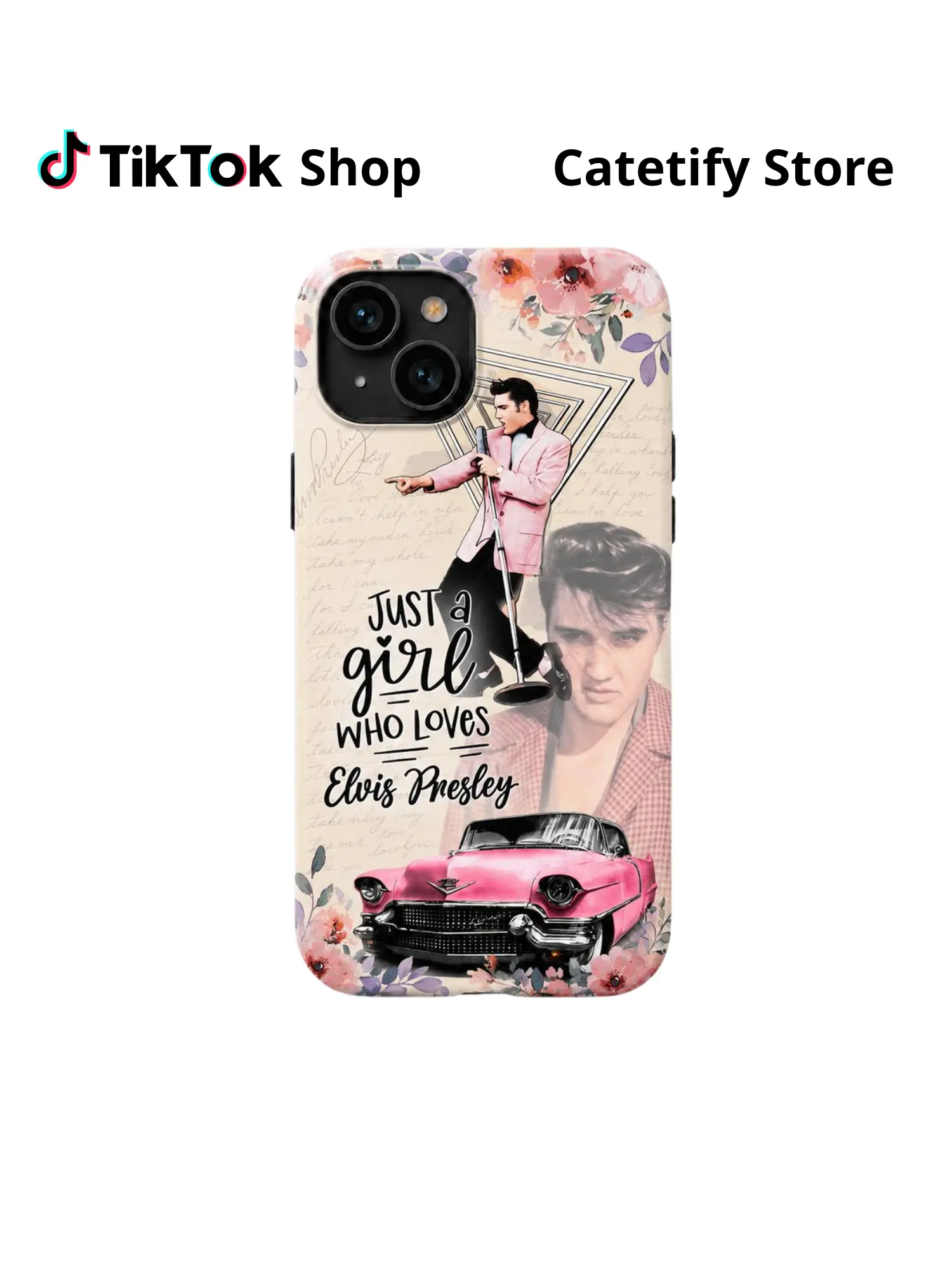Elvis Presley Phone Case, Just A Girl Who Loves Elvis Presley Floral Protective Cover, Vintage Music Fan Case For IP Series