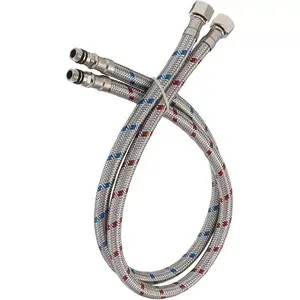 2-Pack 304 Stainless Steel Braided Water Pipe, 23 Inch, G1/2 Inlet Pipe Set / US Standard 9/16 Pipe Set, Flexible Connector for Kitchen and Bathroom Sinks, Hot and Cold Water Pipes