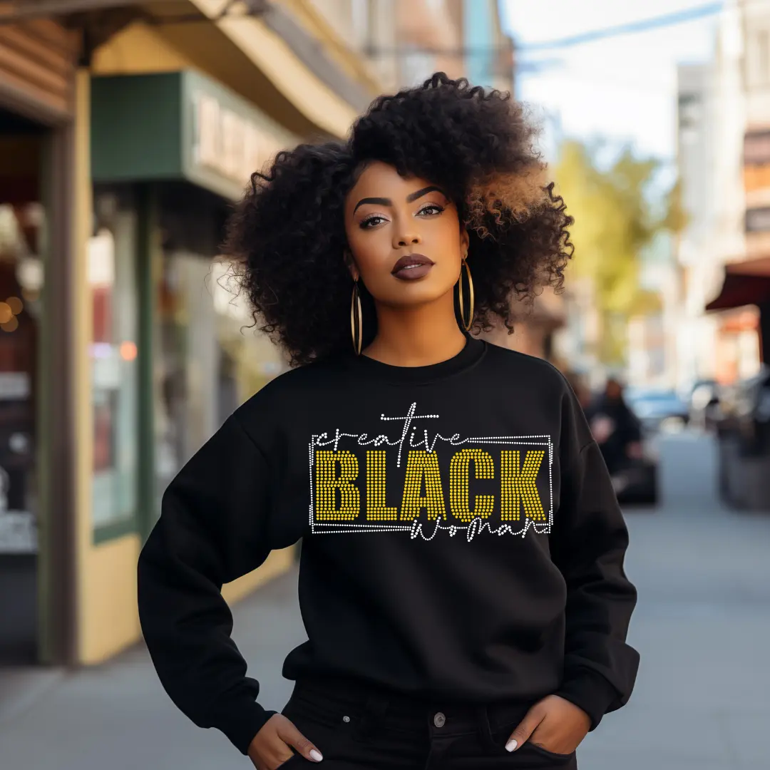 Creative Black Woman  Rhinestone Transfer