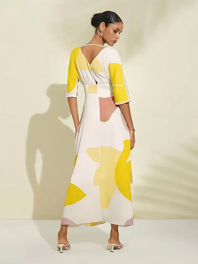 ADOR Satin Pocket Floral V Neck Maxi Dress - TikTok Shop