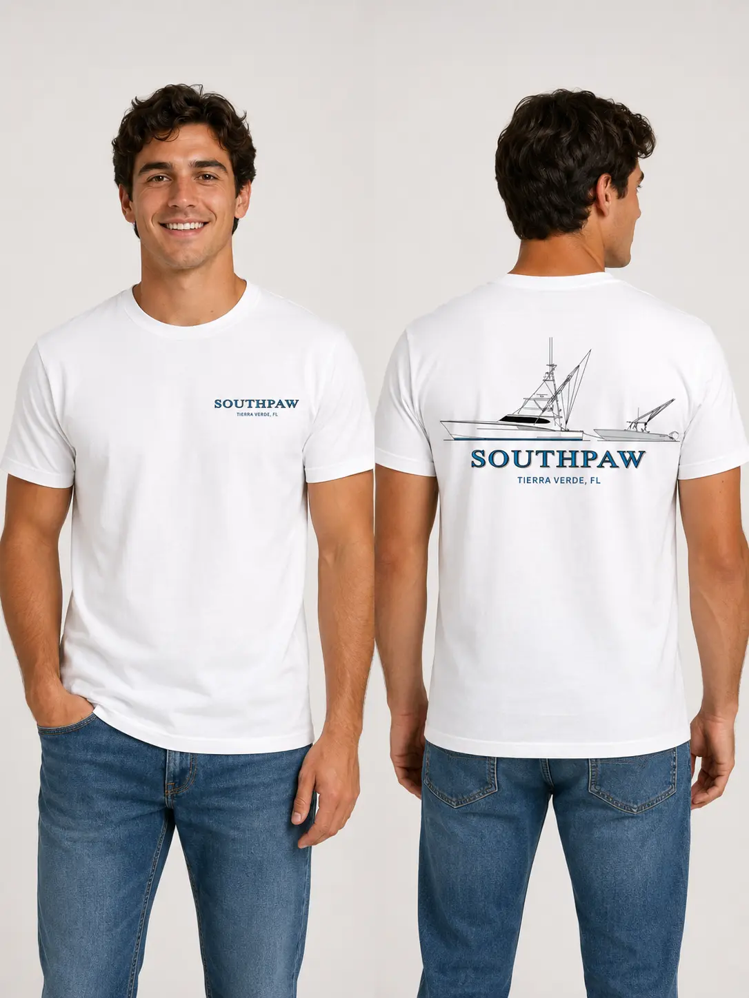 Southpaw Tierra Verde FL Men’s Boat T-Shirt – Sportfishing Tee with Dual Boat Artwork