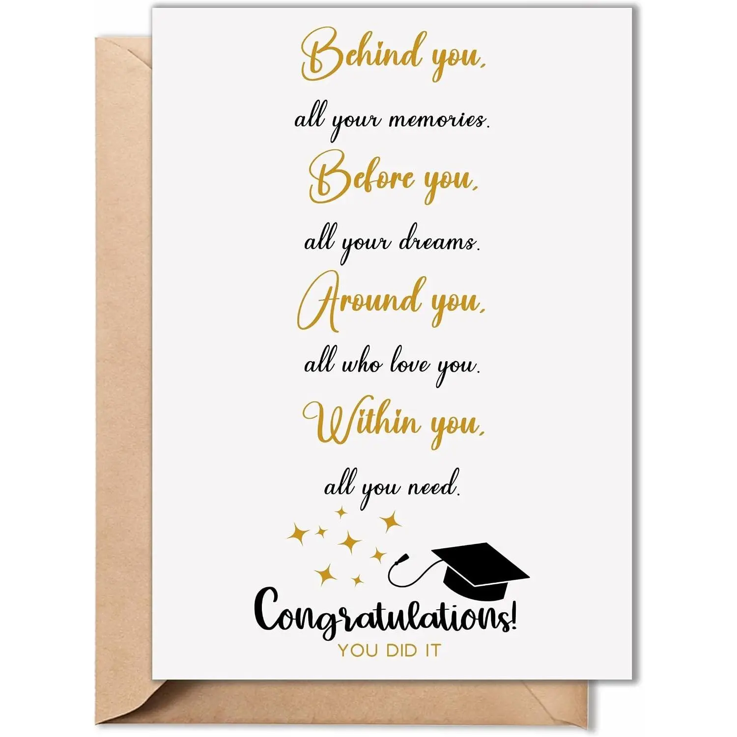 Graduation Card, Inspirational 5x7 Greeting Card with Envelope