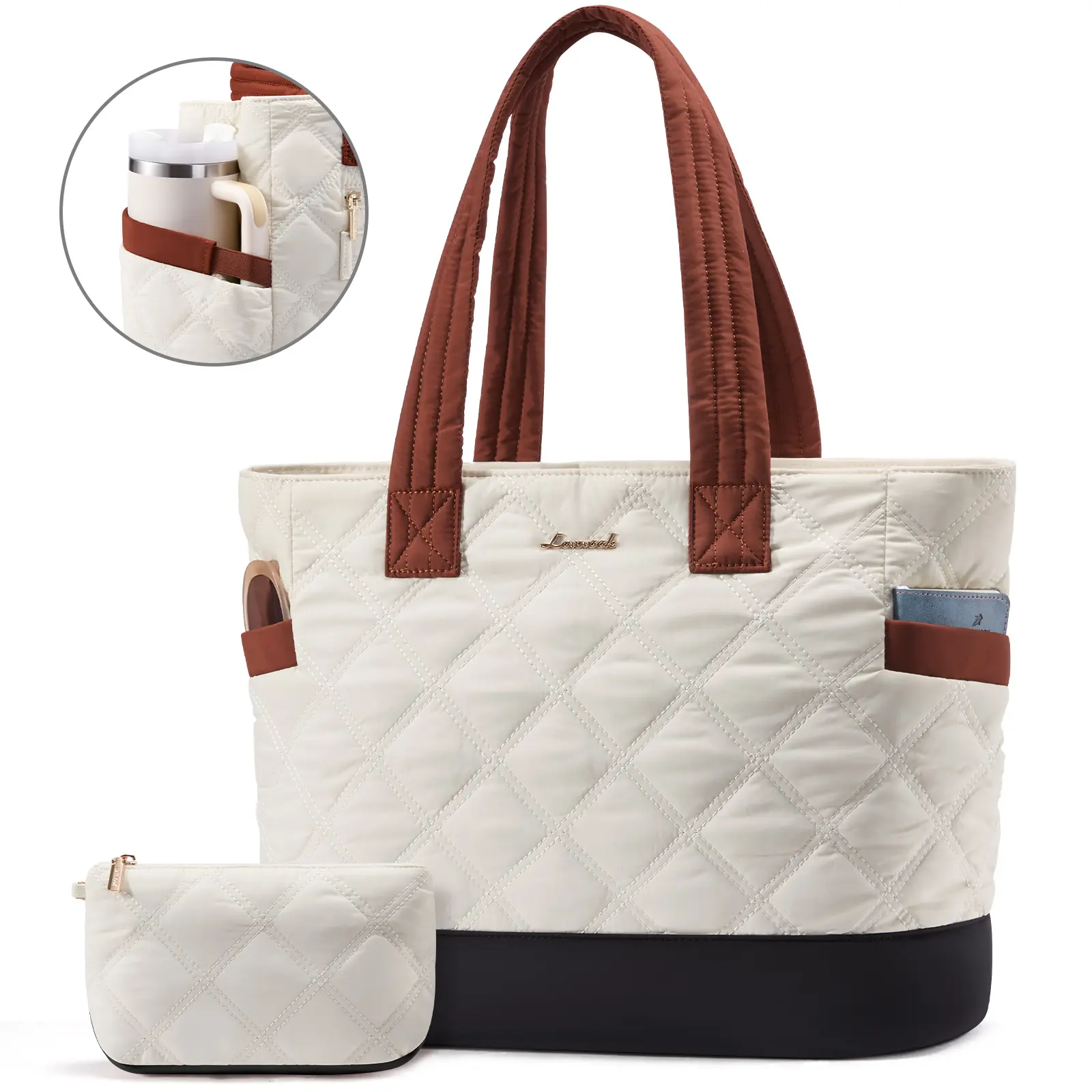 【NEW IN】LOVEVOOK Tote Bag for Women, Quilted Work Puffer Bag with Large Cup Holder for Travel, Daily, Nurse Teacher Bag Handbag TikTokShopBackToSchool