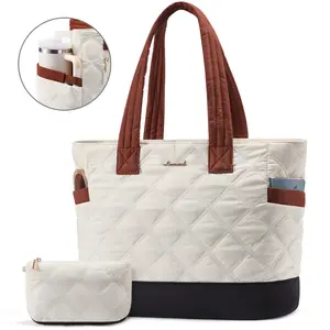 【NEW IN】LOVEVOOK Tote Bag for Women, Quilted Work Puffer Bag with Large Cup Holder for Travel, Daily, Nurse Teacher Bag Handbag TikTokShopBlackFriday Christmas Gift Ideas