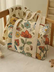 Floral Print Travel Bag, Lightweight Large Capacity Travel Diaper Bag, Durable Storage Bag for Women & Baby Care