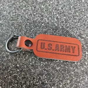 US Army Leather Keychain - Durable Design with U.S. Army Embossed Text