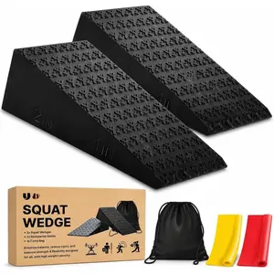 .Squat wedge, pack of 2, 1500 LBS Capacity, 1" & 2" Heel Elevated Squat wedge block of  stretching & Physical , Foot Workout Wedge, Ankle Mobility, Portable Heavy Duty Blocks