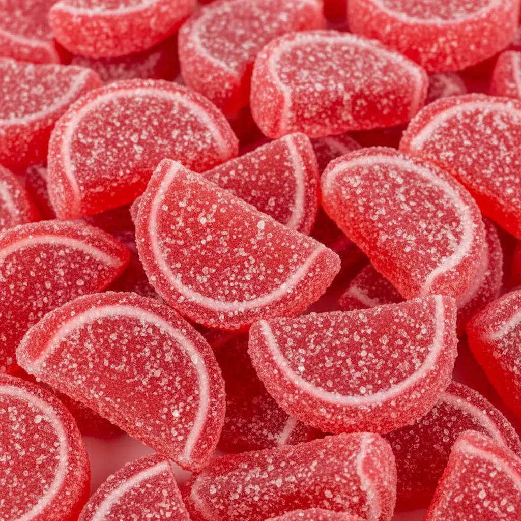 Cherry Fruit Slices Candy Soft Chewy Sugar Coated Fruity Gummies Cherry Fruit Slices Candy Soft Chewy Sugar Coated Fruity Gummies