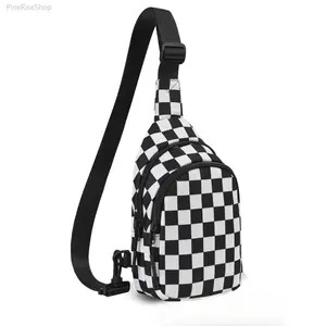 Women's Checkered Nylon Chest Bag - Large Capacity Crossbody Shoulder Mini Backpack, Fashion Daily Outdoor Accessory