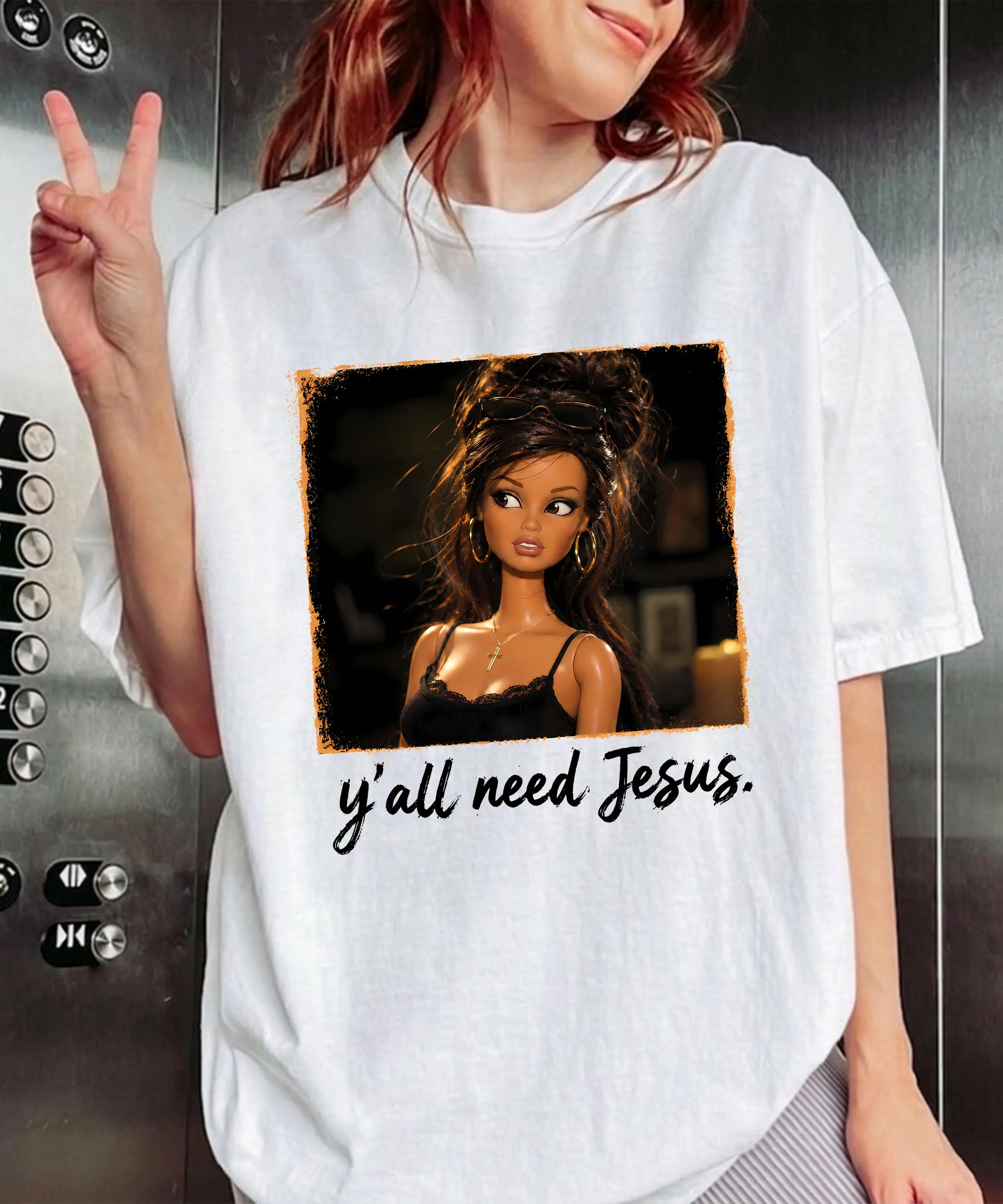 Comfort colors Ya'll need Jesus Funny Doll Humor Shirt, Disgusted Doll Memes, Trendy Christian Mom Gift