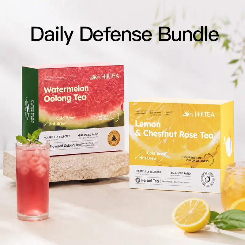 HILLTEA 2 Cold Brew Fruit Oolong Tea Bundle - 0 Sugar, Pick Any 2-Flavor Combo, Hot/Cold Steep, 28 Individually Wrapped Tea Bags