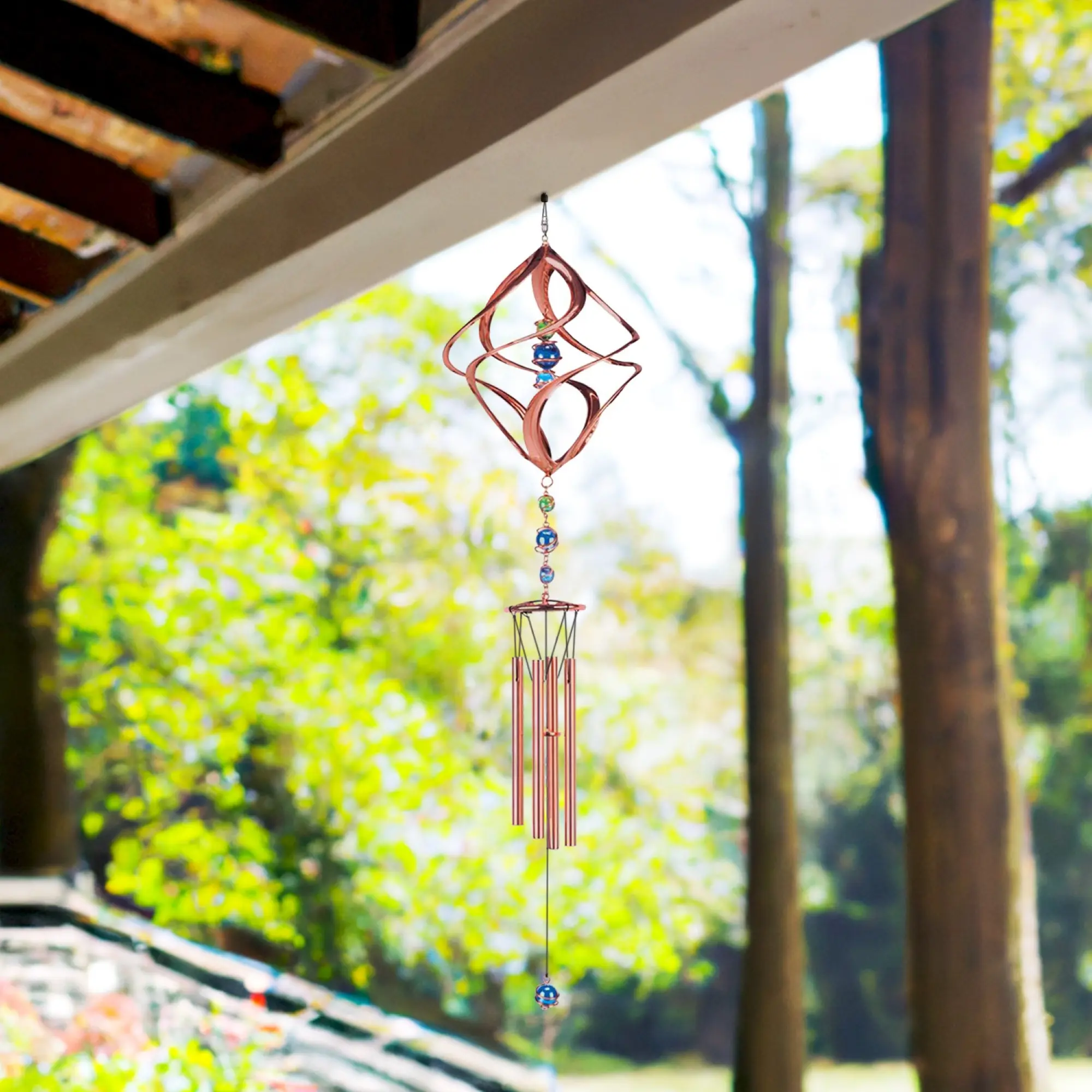35" Long Spiral Wind Chime with Copper Gem