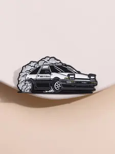 Text D Racing Car Badge Zinc Alloy Pin, Cartoon Anime Classic Brooch, Japanese Trendy Accessory for Backpack Hat Decoration