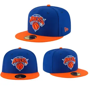 New York Knicks 2T NBA TEAM-BASIC Royal-Orange Fitted Hat by New Era Unisex Streetwear Hats Collector Style Headwear for Baseball and Urban Fashion Lovers
