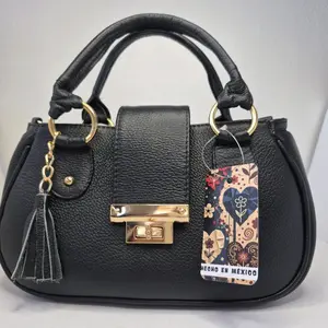 Leather Mini Handbag with Gold Hardware and Tassel Detailing