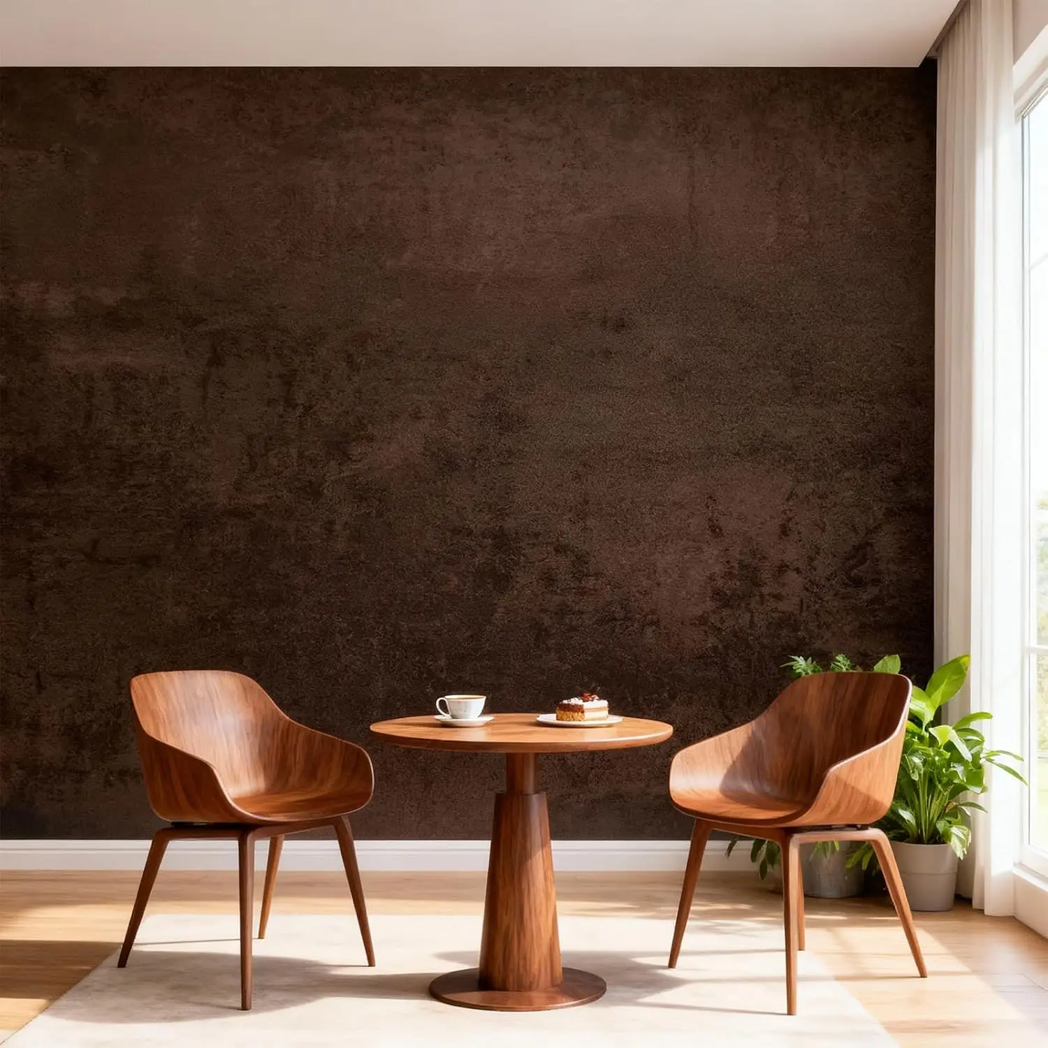 Coffee Brown Peel and Stick Wallpaper Concrete 16''x354'' Caramel Limewash Self-Adhesive Contact Paper  Cement Waterproof Matte Texture Faux Leather Vinyl for Bedroom Kitchen Living Room Garage