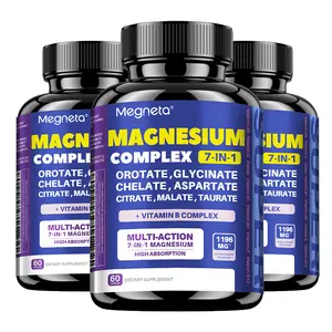 MAGNESIUM COMPLEX | 7-in-1: Orotate + Glycinate + Chelate + Aspartate + Citrate + Malate + Taurate | 1196 mg per serving | High absorption – 60 capsules