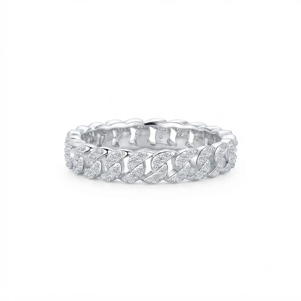[EVA Jewelry] Infinity Band 925 Sterling Silver Synthetic Moissanite Ring