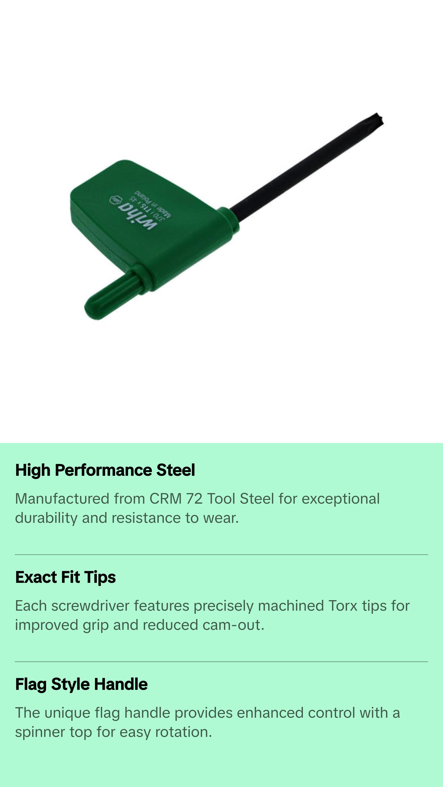 Wiha Tools 37061 Torx Flag Handle Screwdriver T15 - 10 Pack