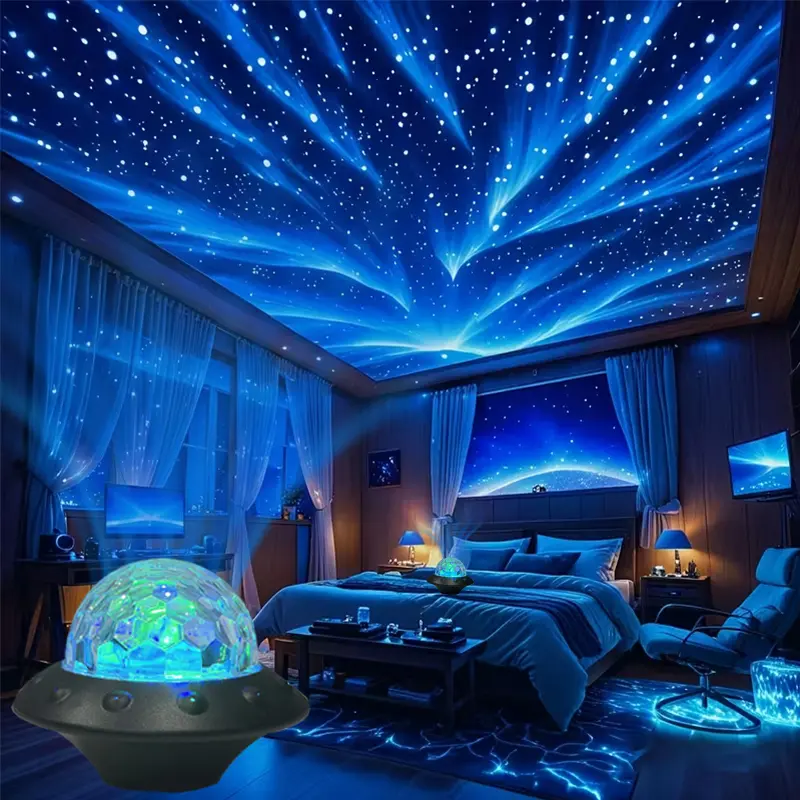 USB-Powered Prism LED Projector Night Light/Atmosphere Bedroom Night Light/USB-Powered Multicolor Aurora Projector/No Remote Control for Light Adjustment, Very Suitable for Parties, Stages/Living Rooms/Offices/Bedrooms/Game Rooms/Christmas Light