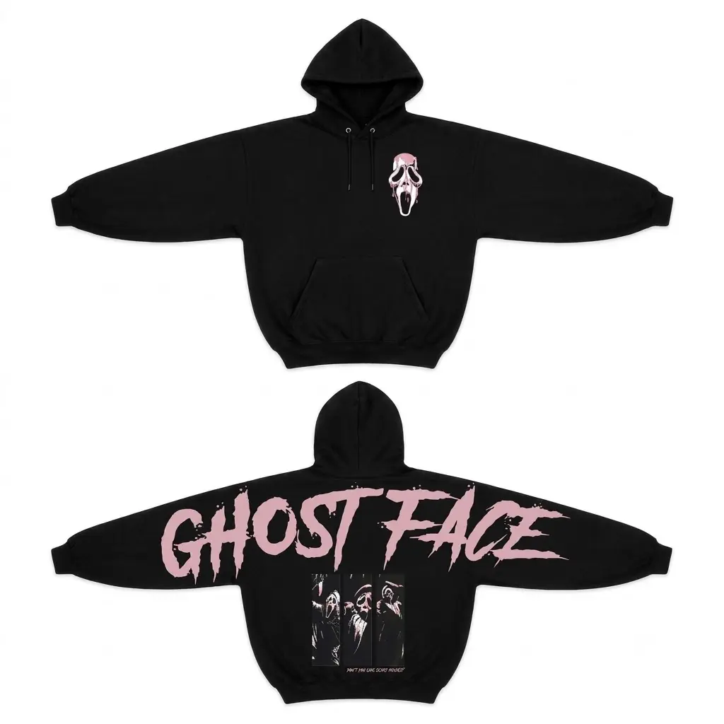 Ghostface Scream Inspired Hoodie, Woodsboro Horror Sweatshirt, Vintage Slasher Movie Graphic Pullover, Halloween Fan Gift