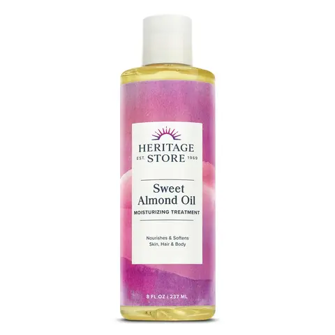 HERITAGE STORE Sweet Almond Oil with Vitamin E - Chemical-Free Nourishing After Shower Body Moisture, Deep Penetration Skincare Single Item Moisturizer