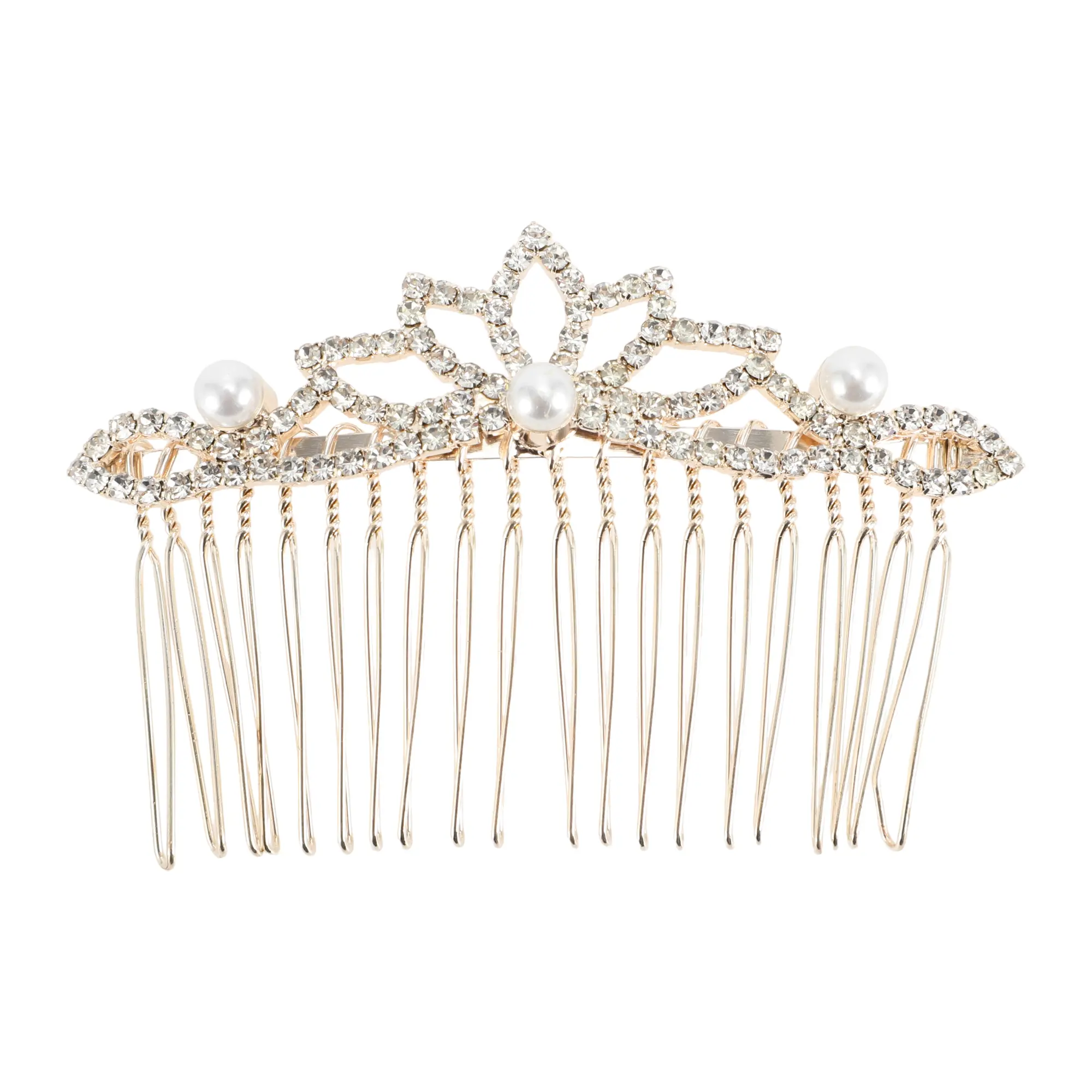 VOCOSTE 1pc Women's Portable Flower Hair Comb Insertion Tool for Wavy Hair Gold Tone