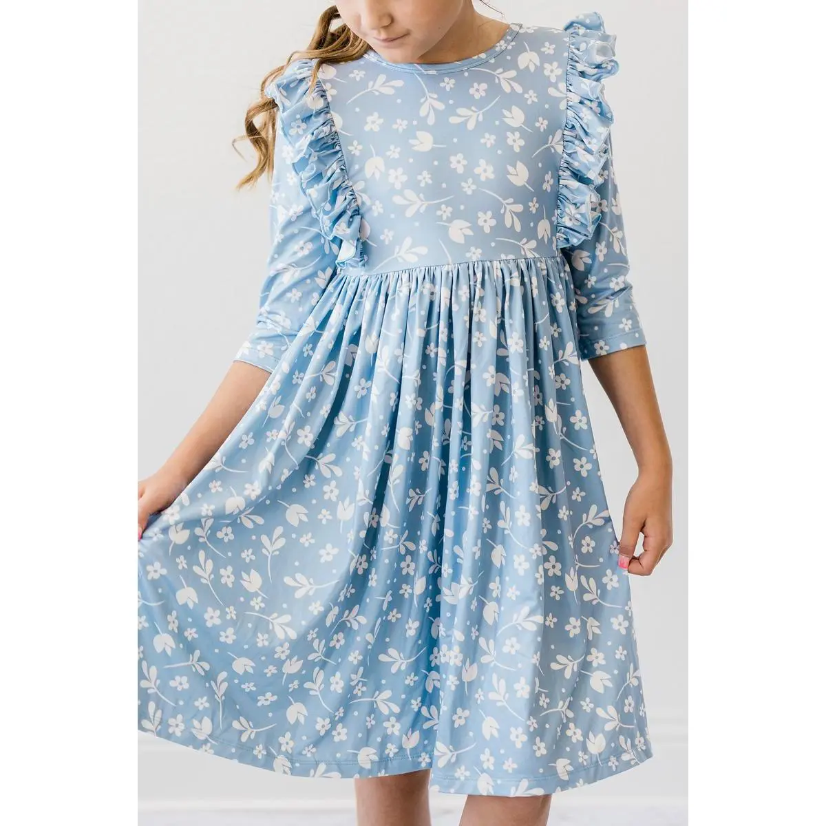 Bluebell 3/4 Sleeve Ruffle Twirl Dress