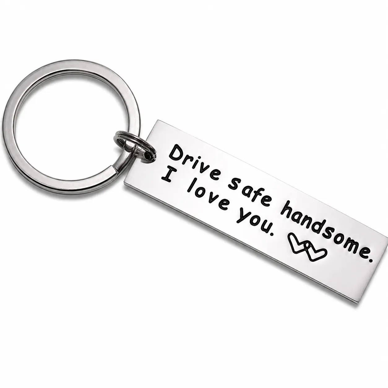 Drive Safe Handsome Keychain, I Love You Gift for Boyfriend Husband, Romantic Car Keychain for Men