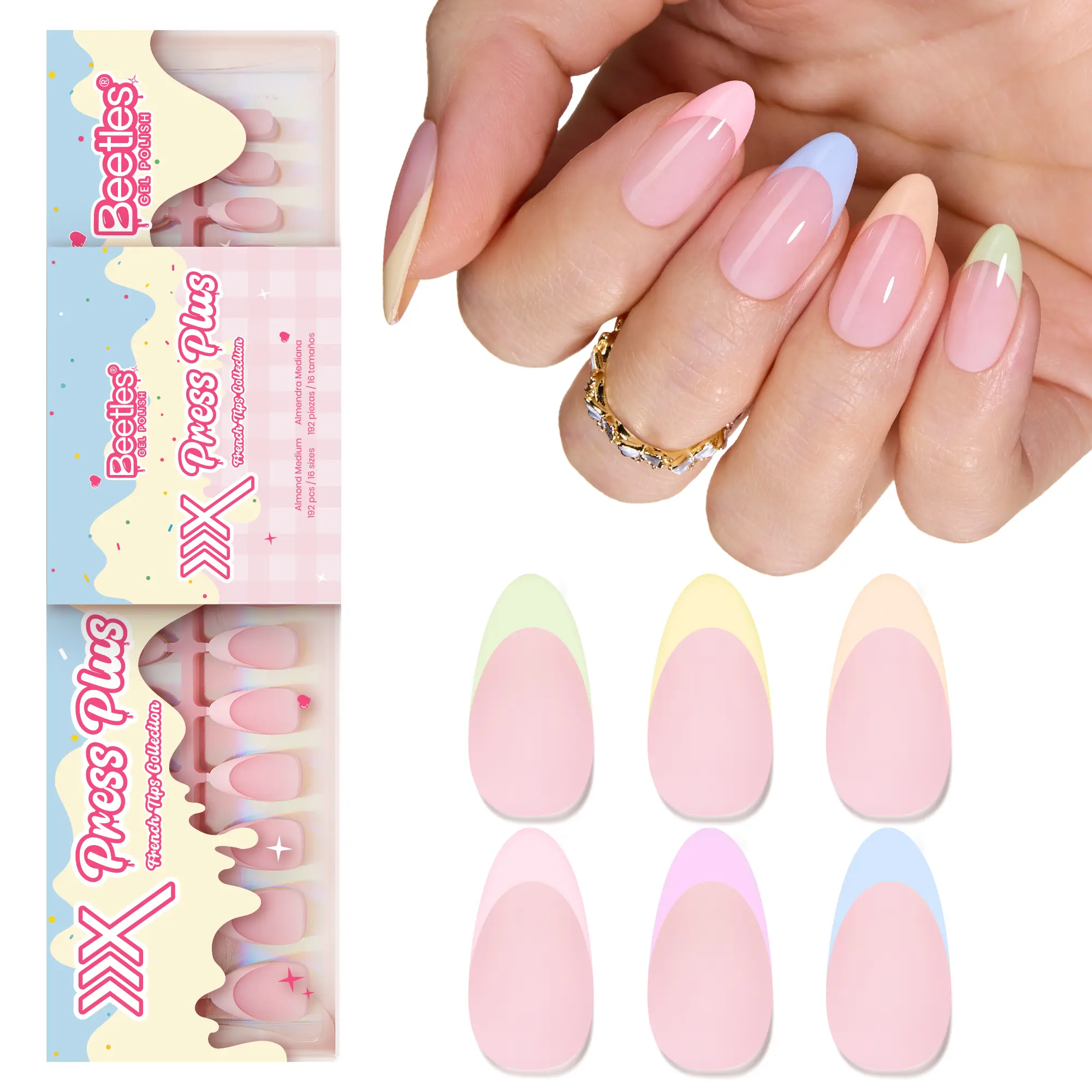 M Almond【Only Nails】Spring Macaron 16Sizes 192Pcs