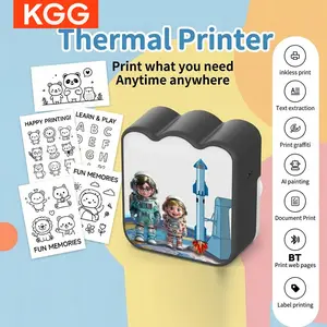 Mini printer, portable label printer, children's holiday Christmas and New Year gifts, mini photo printer, home office thermal printer, 57mm Bluetooth wireless ink free photo printer, birthday gifts for boys and girls and students.