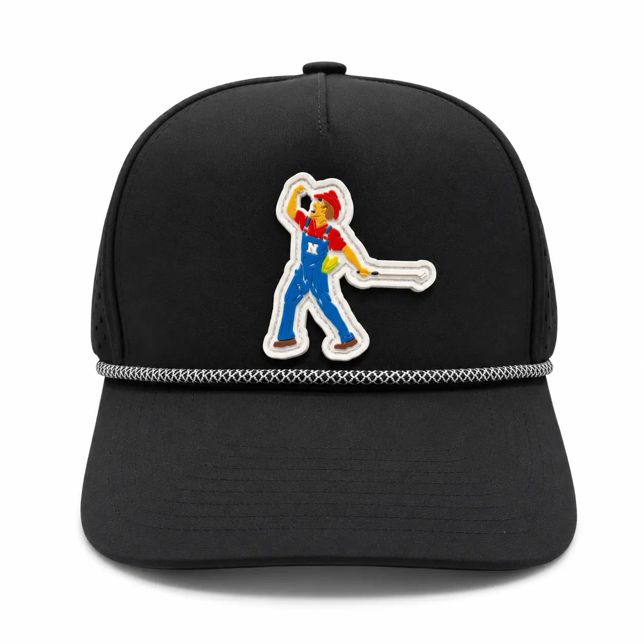 Herbie Husker Golf Rope Hat – Black Breathable Snapback | Iconic Hats
