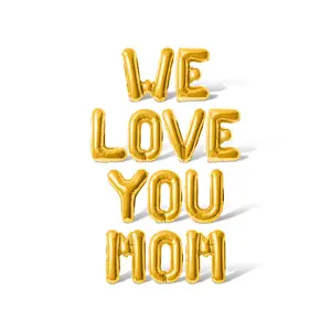 Letter Balloons - WE LOVE YOU MOM 16" Inch Alphabet Letters Foil Mylar Balloon Mother's Day Party Banner
