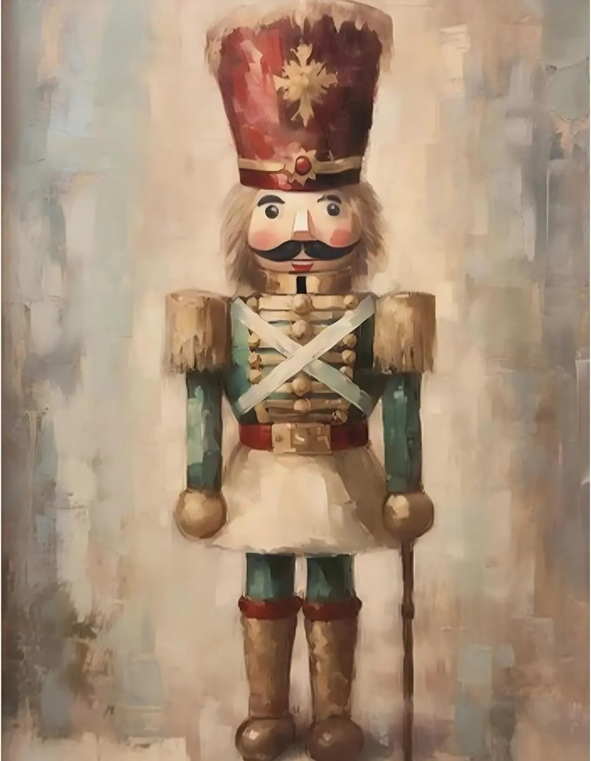 5D DIY Diamond Painting Kit, Vintage Christmas Nutcracker Soldier Doll Art, Retro Holiday Canvas Wall Decor Craft for Xmas Home Decoration