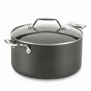 All-Clad 7 Quart Nonstick Stockpot with Multi-Purpose Insert and Lid, Essentials Hard Anodized Cookware, Black