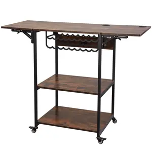 VEVOR Heat Press Table 3Tier Movable Heat Press Stand Foldable with Wheels Brown