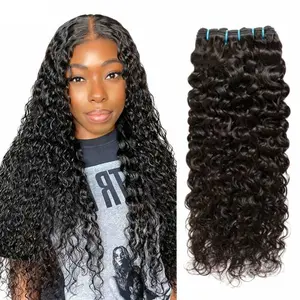 【SUMMER VIBES】Megeen Human Hair Water Wave Bundles With 5x5 Transparent Lace Closure 12A Remy Hair Natural Black Human Hair Extensions Water Wave Brazilian Hair Quick Weave 3 Bundle With Swiss Lace Closure for Women
