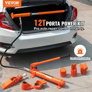 VEVOR 12 Ton Porta Power Kit, Hydraulic Ram with Pump with 4.6 ft/1.4 m Oil Hose, Portable Hydraulic Jack with Storage Case for Automotive, Garage, Farm, Mechanic (26455 LBS)VEVOR Super Brand Day