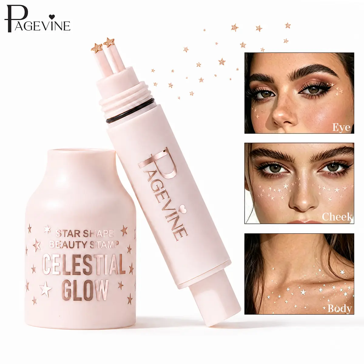Star Makeup Stamp Pen, Waterproof Faux Freckles Stamp for Face & Body, Quick Dry Long Lasting Cosmetic Tool for Eye, Cheek and Creative Makeup.
