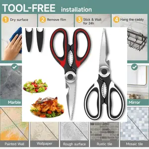 2-Pack Kitchen Scissors Heavy Duty, Premium Sharp Kitchen Shears for Food, Fish, Meat, Bones, Poultry and Vegetables with Strong Stainless Steel Blades Multi Purpose Cooking Scissors