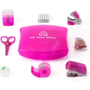 Products  Mini Office  Kit Portable Case with , Paper Clips, Tape Dispenser Set, Pencil Sharpener, Mini Stapler with Staples and Staple Remover