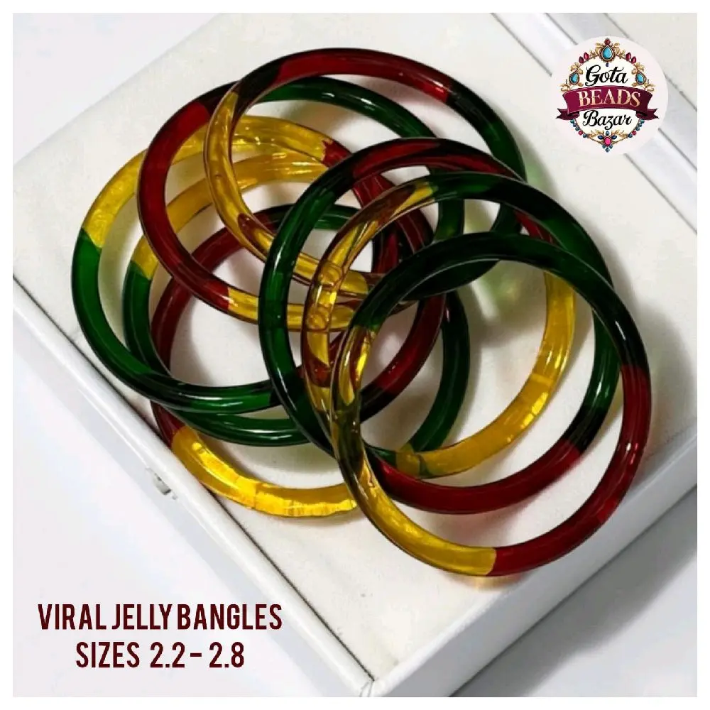 Fashionable Bracelets for Women, 4-Piece Plain Glass Jelly Bangles (Sizes 2.2, 2.4, 2.6, 2.8), Female Jewelry Accessory for Trendy Occasions