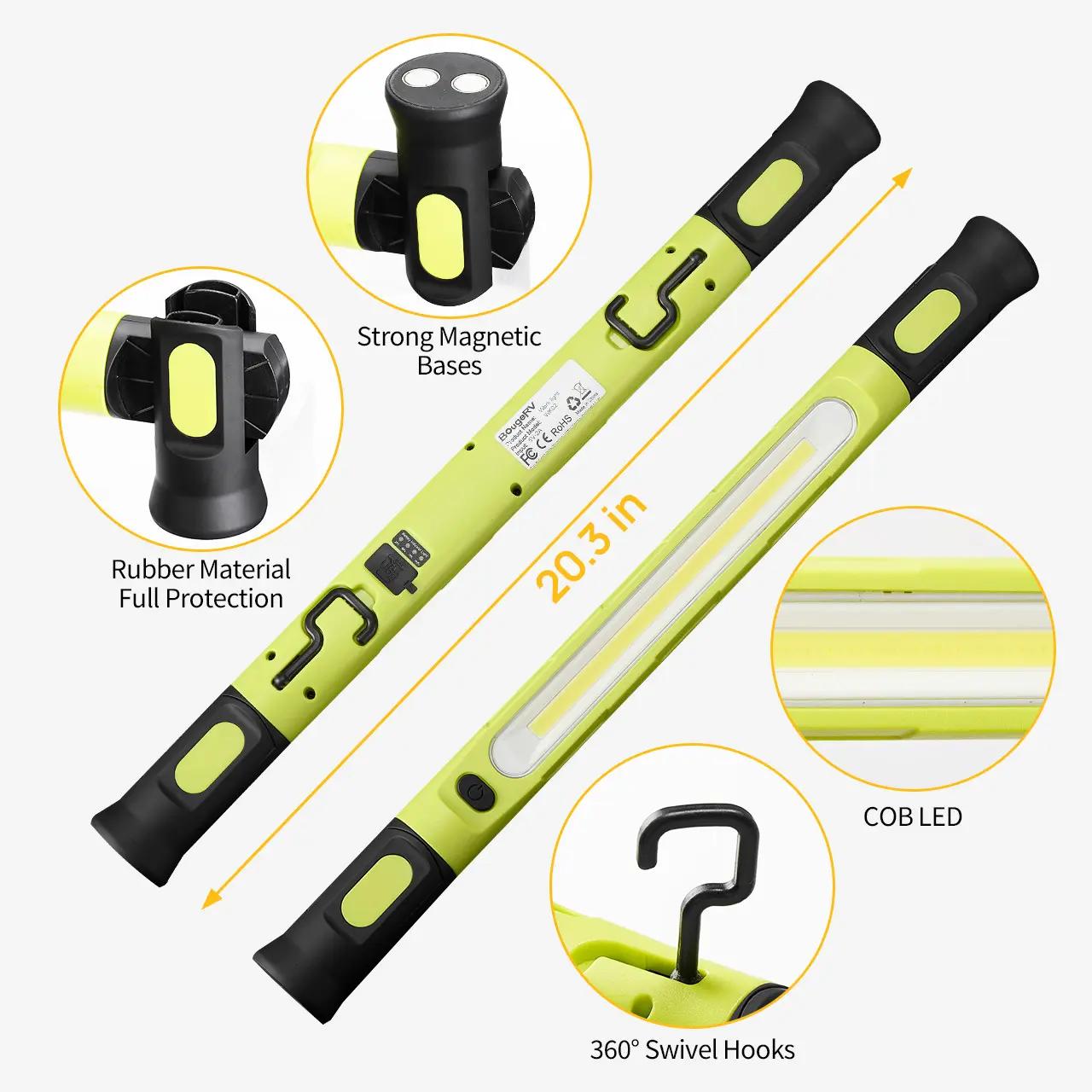 Work Light/Flashlight 3000LM, rechargeable underhood light 5200mAh with magnetic base & hanging hook, practical light for car repair/garage/construction site/power outage/emergencies, waterproof and durable LED lamp