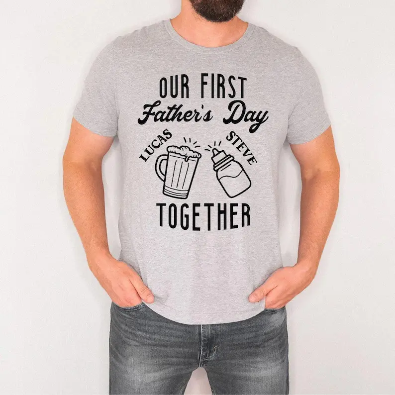 Our First Fathers Day Shirt, Personalized Dad Shirt, Custom Father Child Names Shirt, New Dad Gift, Daddy Shirt