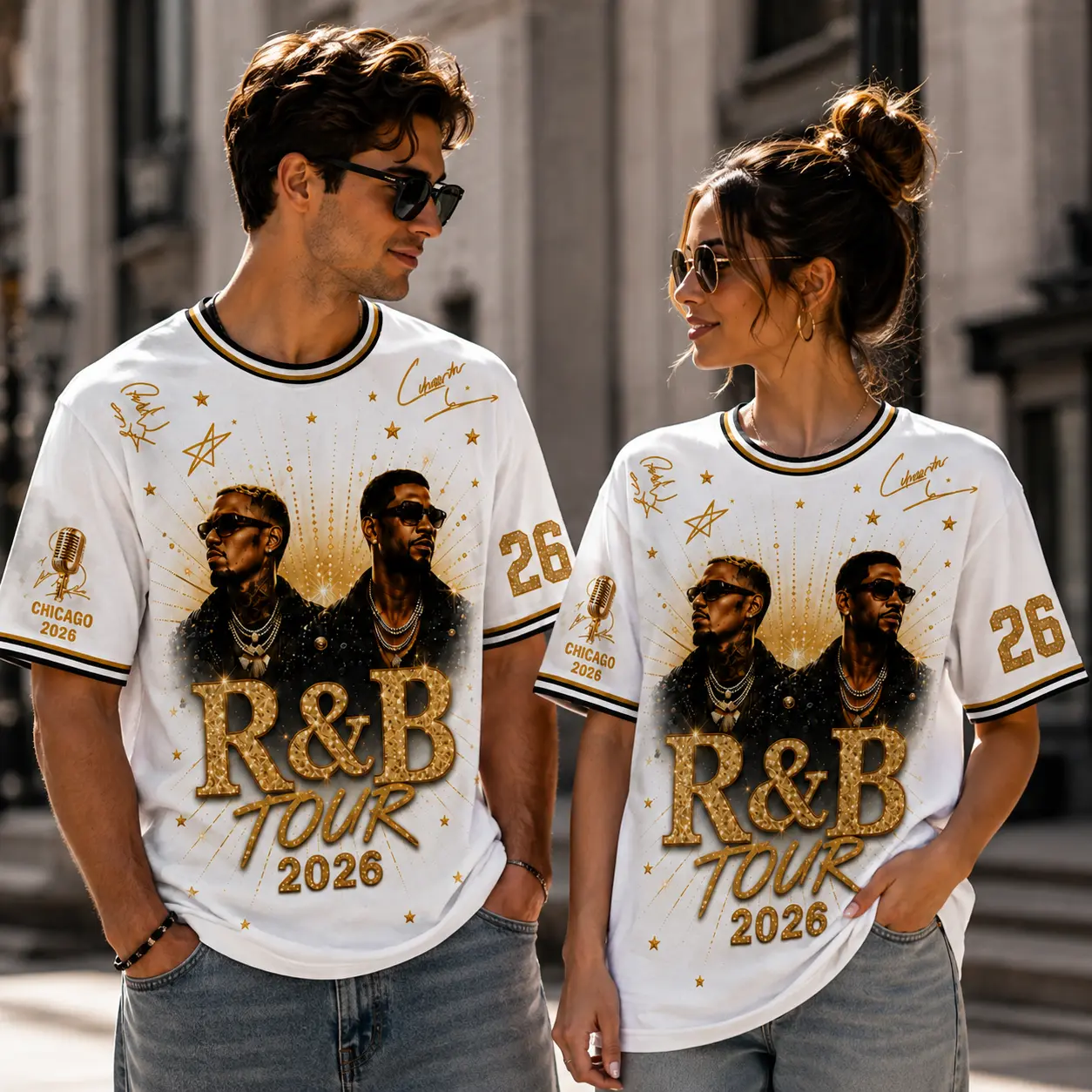 R&B Tour Inspired Glitter Bling Jersey, Rhinestone Style Baseball Jersey, Music Concert Fan Shirt, Hip Hop Streetwear, Unisex Oversized Festival Jersey Gift