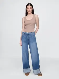 GAP Mid Rise UltraSoft Cuffed Baggy Jeans