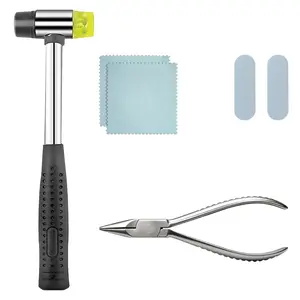 Jewelry Making Tool Kit with Textured-Grip Flat Nose Pliers & Non-Marring Hammer for DIYers & Jewelers