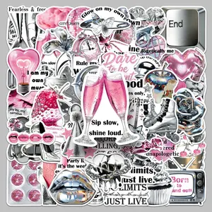 50 pieces Y2K silver powder series cartoon cool style creative sticker notebook computer phone case skateboard sticker