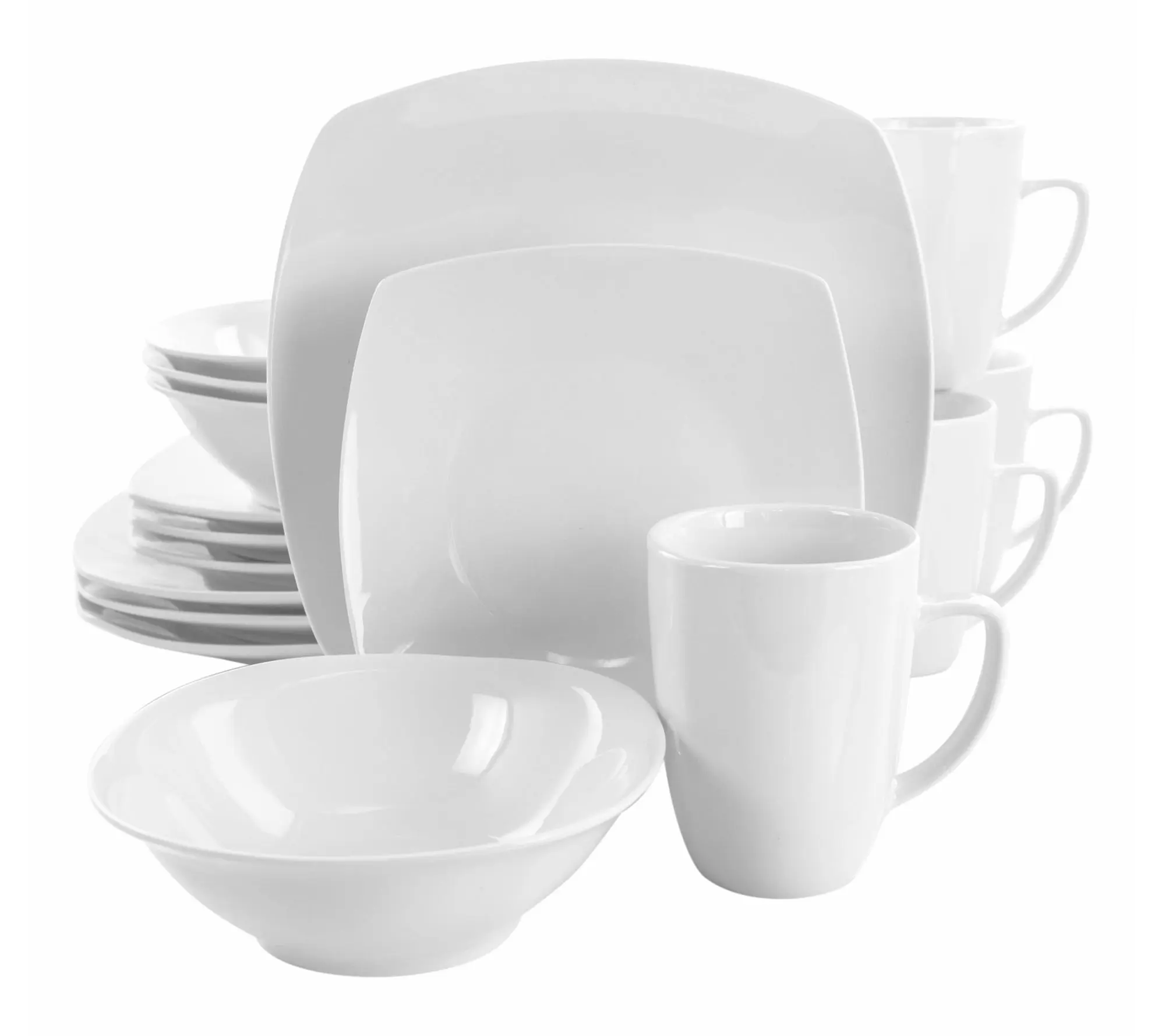 Elama Bishop 16 Piece Soft Square Porcelain Dinnerware Set Elama Bishop 16 Piece Soft Square Porcelain Dinnerware Set
