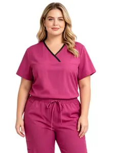 2-Pack Womens Scrub Set Short Sleeve Top and Pants 4-Way Stretch Nurse Uniform